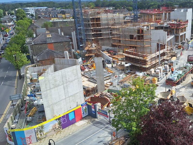 Aerial view of the Culture House construction site from June 23, 2025