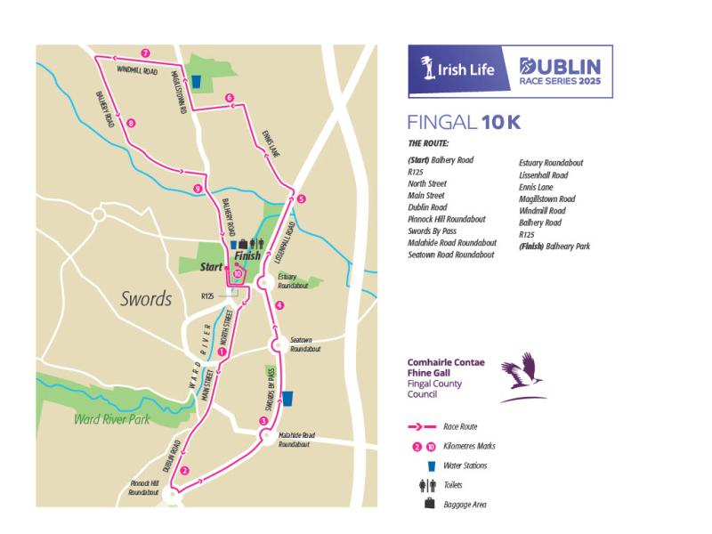 Route Map 10k Fingal 2025