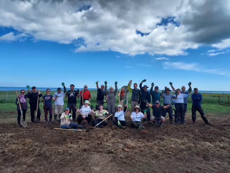 a group of people in a field