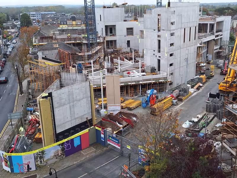 Aerial photo of Culture House construction site from October 2025