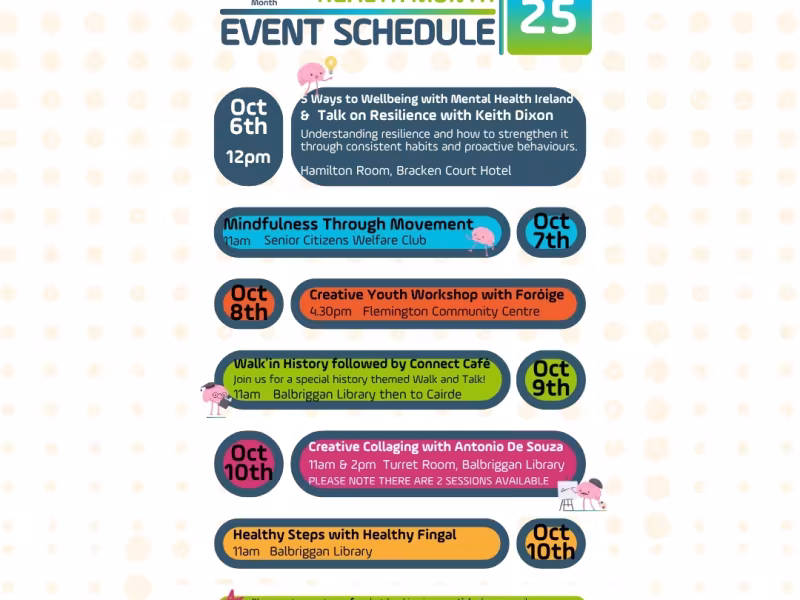 event schedule of thrive balbriggans mental health month