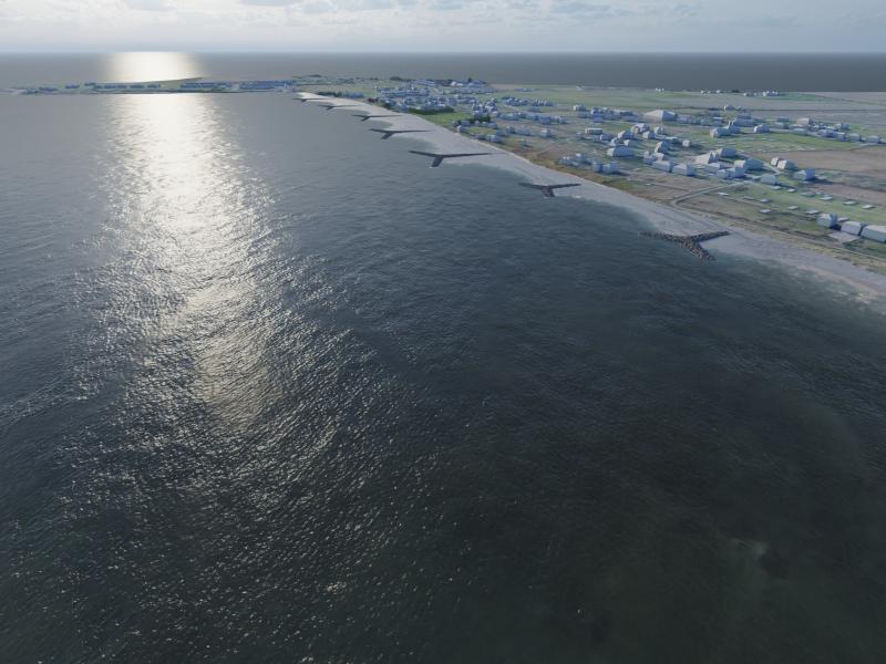 Computer Generated Image of the groynes proposed for The Burrow Beach, Portrane