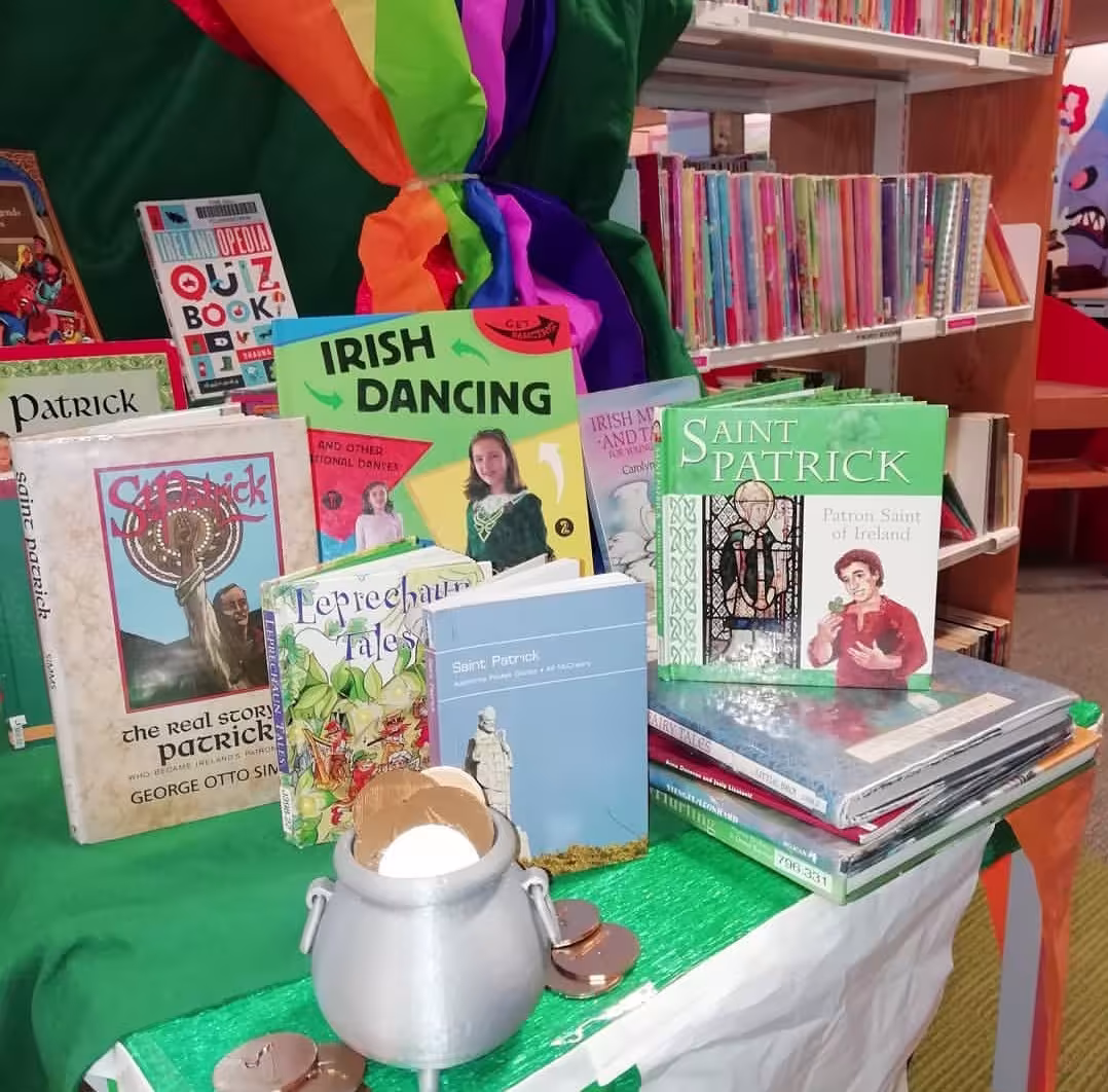 Blanch Library Patricks Day display