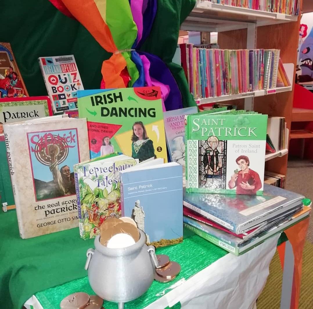 Blanch Library Patricks Day display