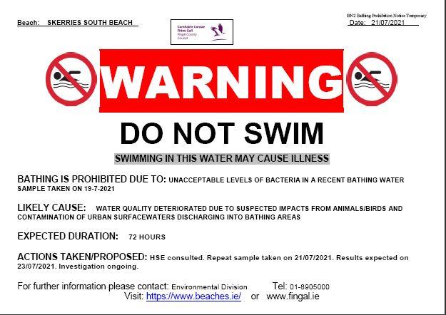 Do Not Swim Skerries July 21st