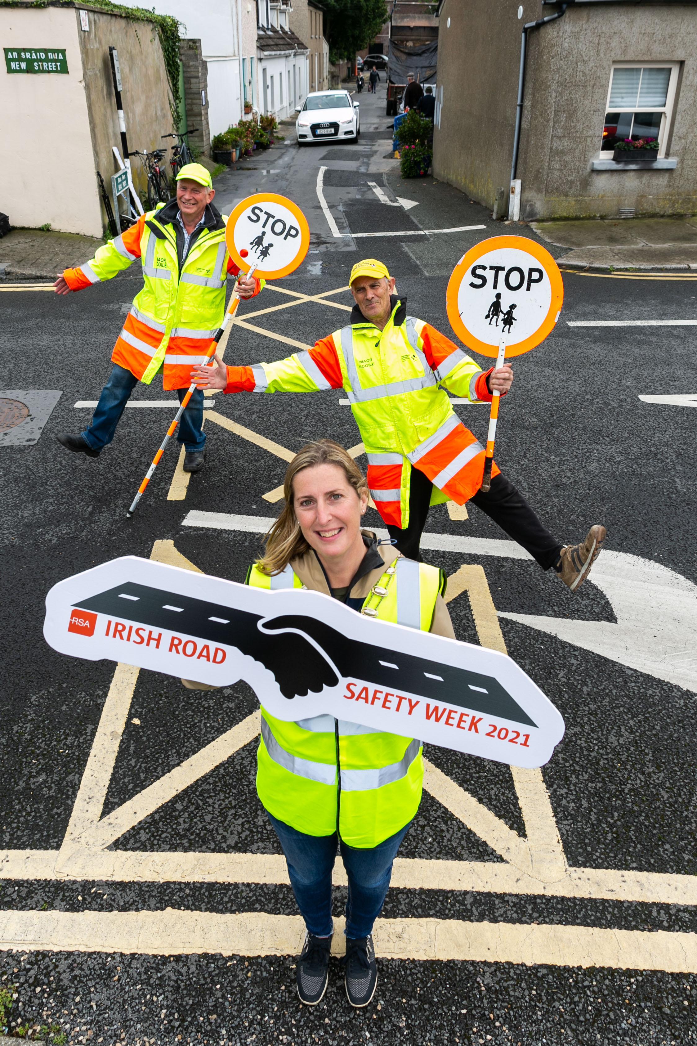 Mayor of Fingal Cllr Seána Ó Rodaigh with School traffic wardens in Skerries