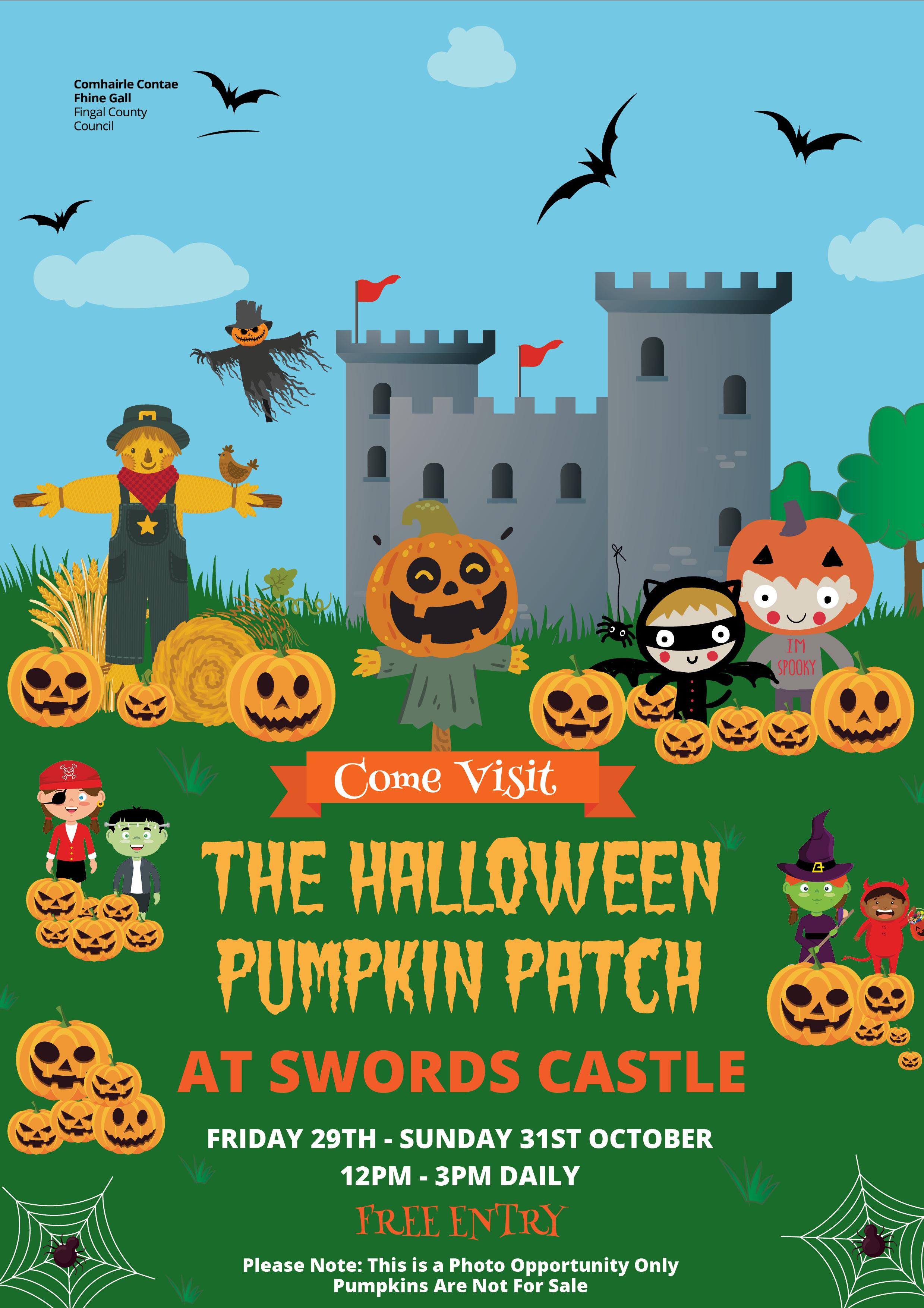 Castle, animated pumpkins,