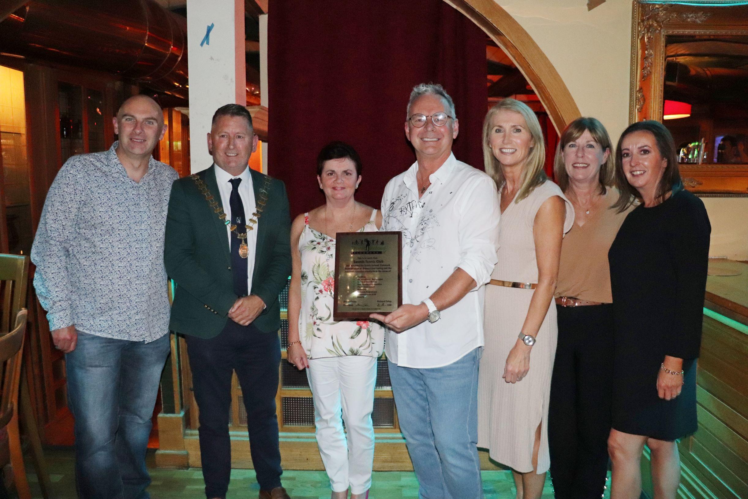Swords tennis Club Award Chairperson Committee and TI President Nov 2021 