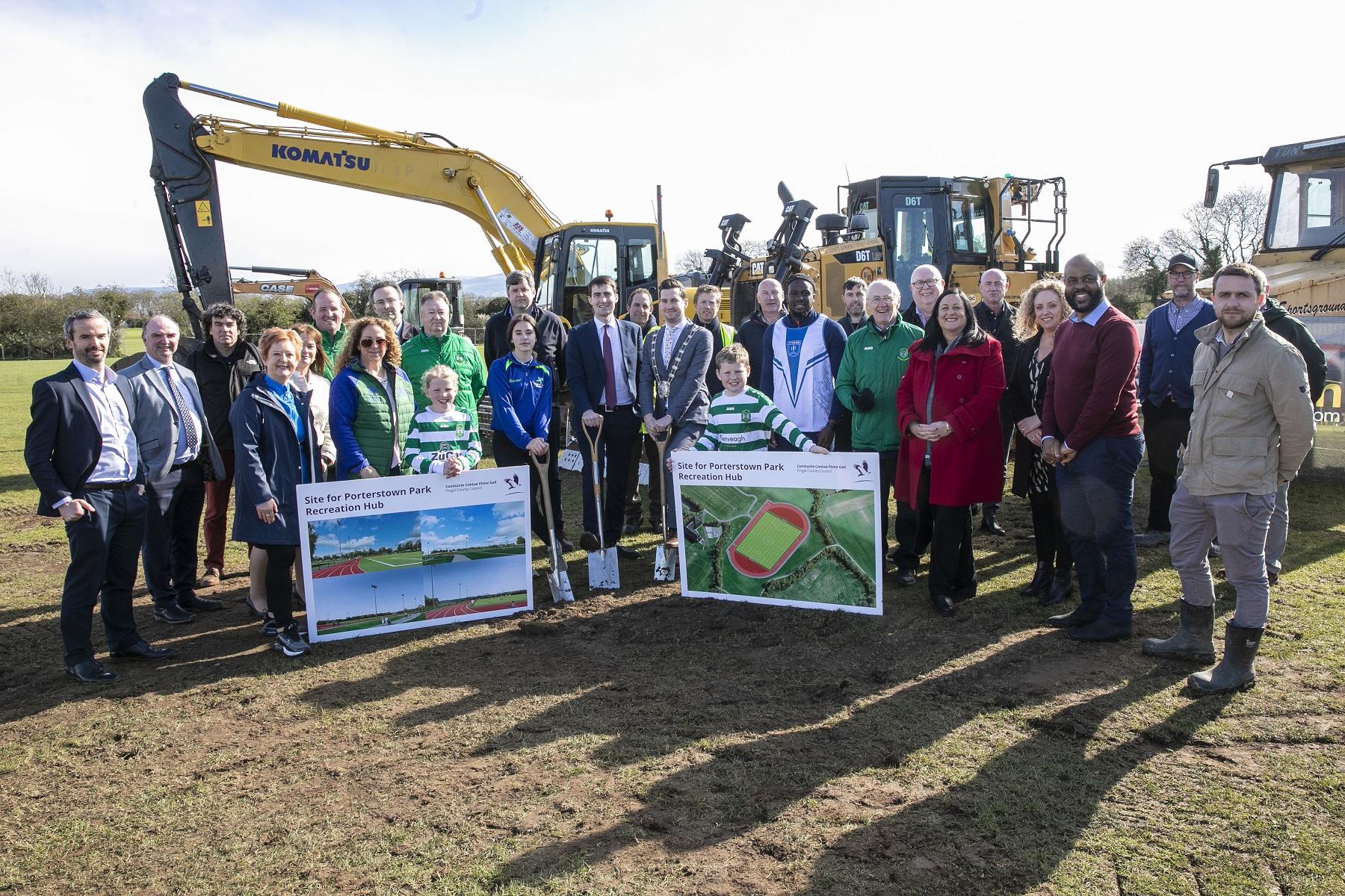 The Minister for Sport joined local teams and councillors to turn the first sod