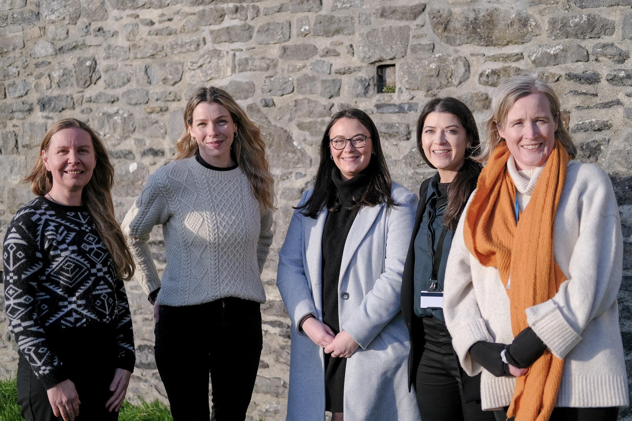 Photograph taken of the project team Martha Casserly (DCC), Sinéad Fox (FCC), DLR, Fionnaghula Ryan (SDCC) and Lyndsey O'Connell (VOICE Ireland) launching the ‘Sorted - How to Reduce, Segregate and Manage School Waste’ videos. 