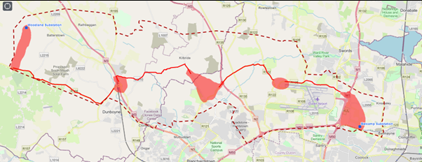 East Meath-North Dublin Grid Upgrade-Emerging Preferred Route Map