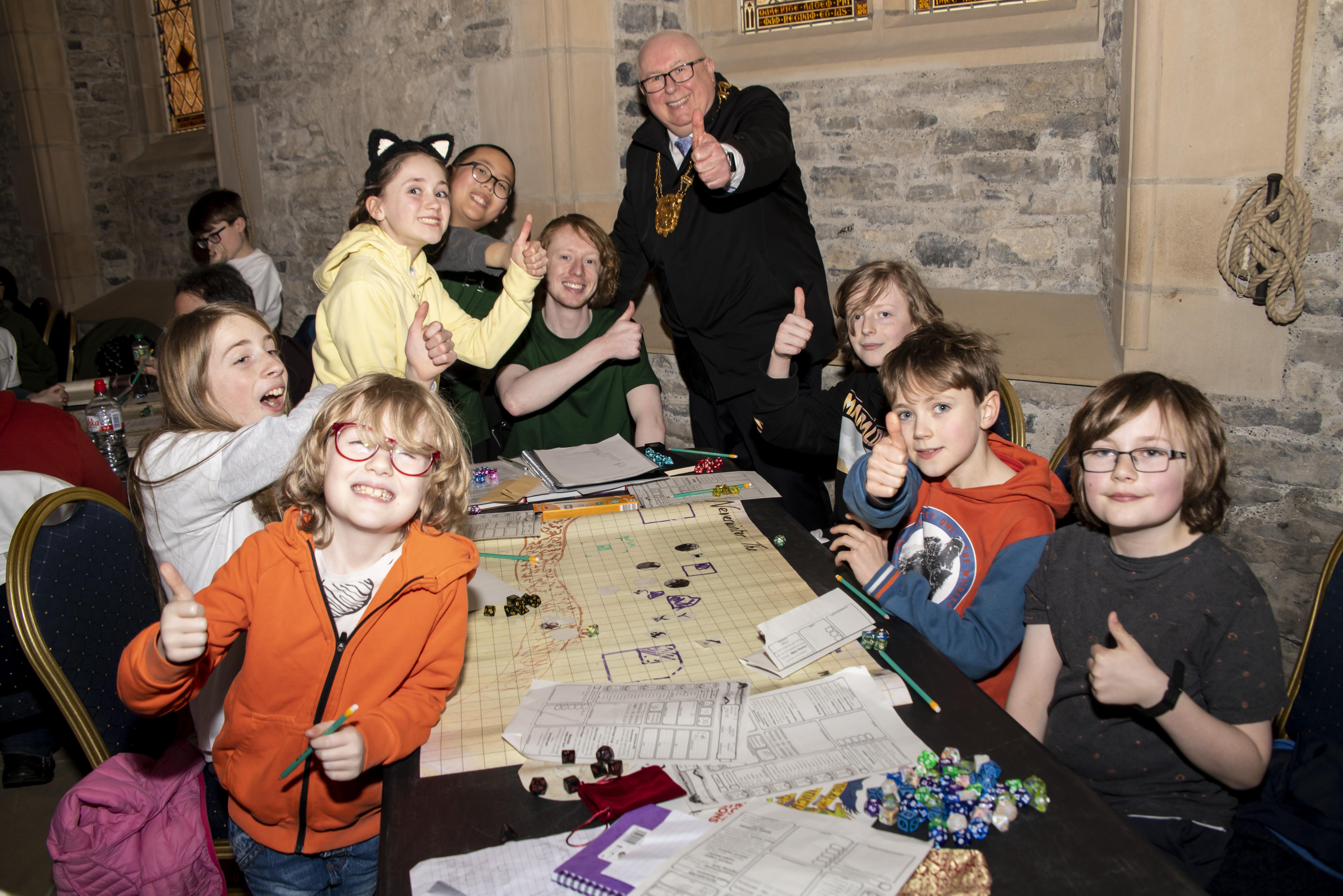Community Gaming Launch Mayor with Children