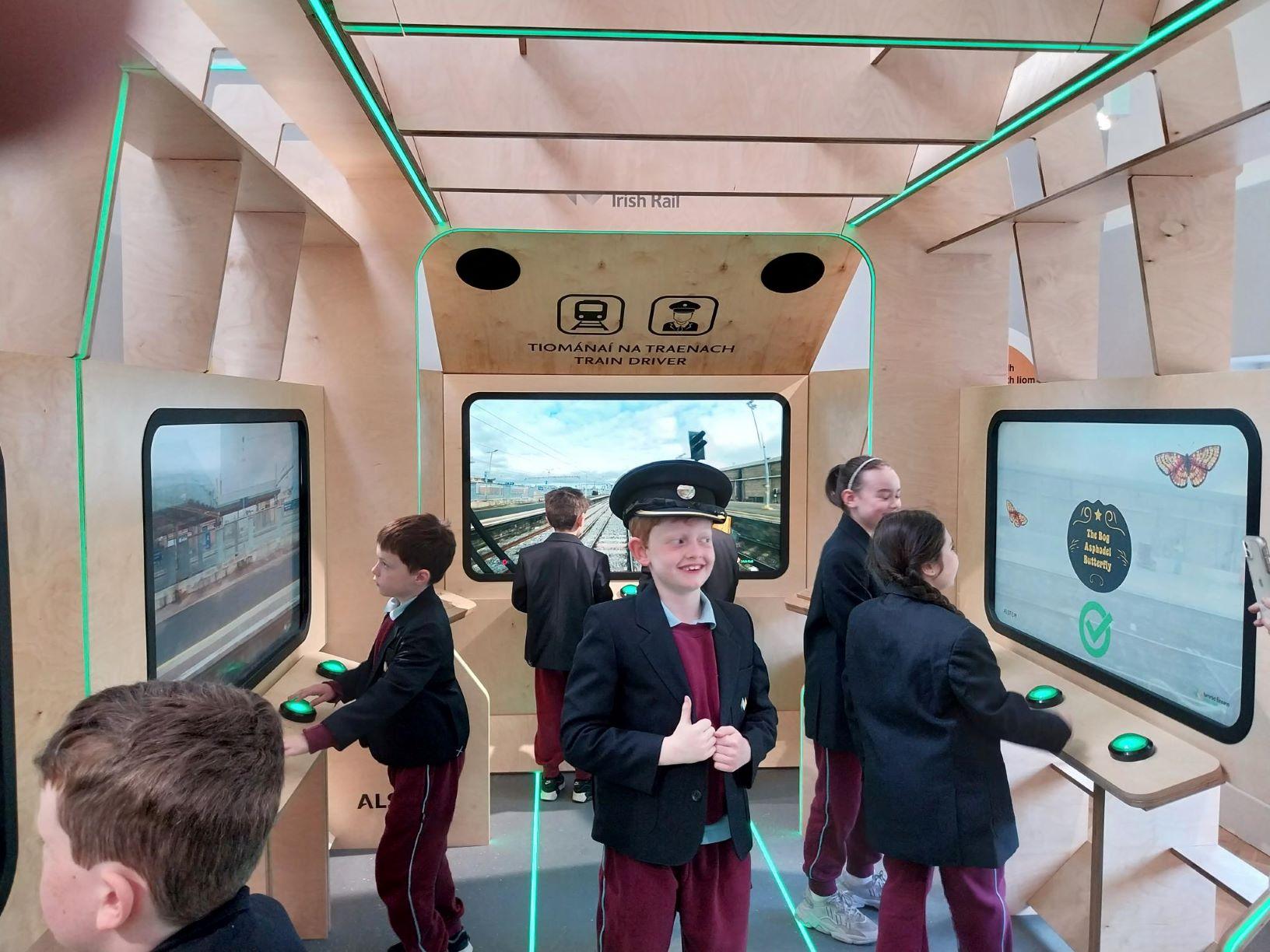 Pupils from Oliver Plunkett's and St Andrew's Schools in Malahide having fun in the new Children's Interpretative Centre at the Casino Model Railway Museum Malahide