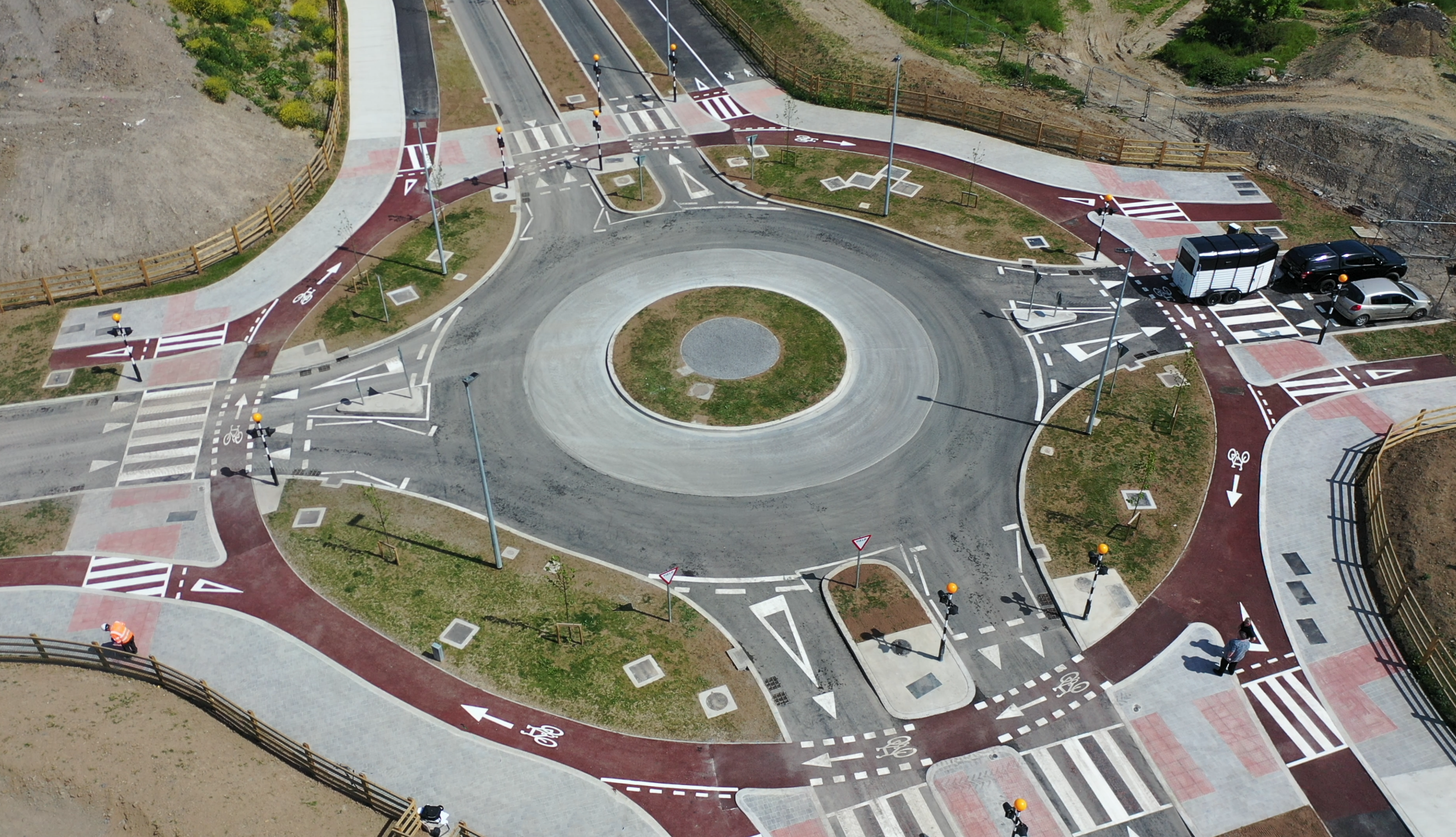aerial image cycle friendly roundabout