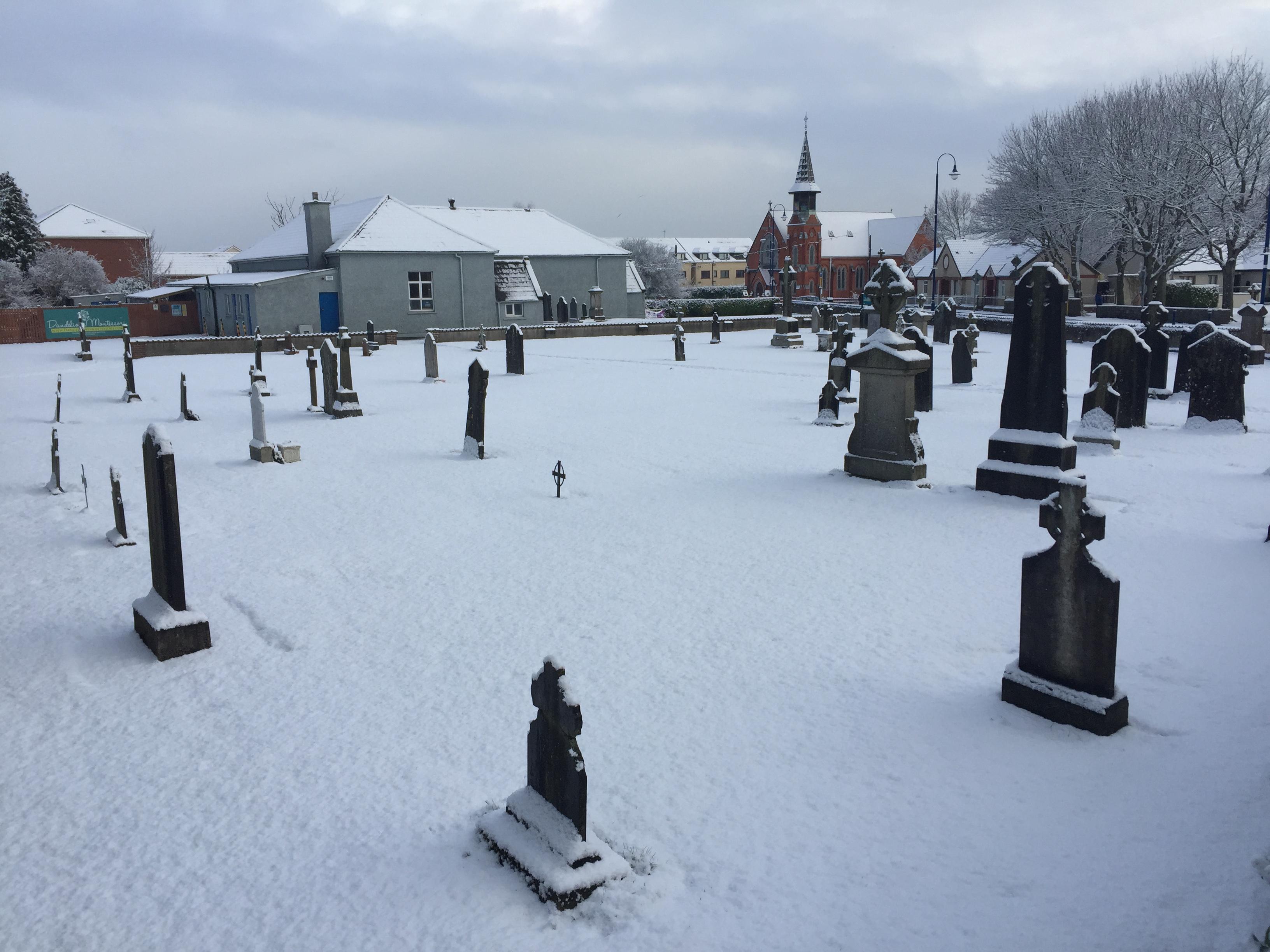 Graveyard in snow