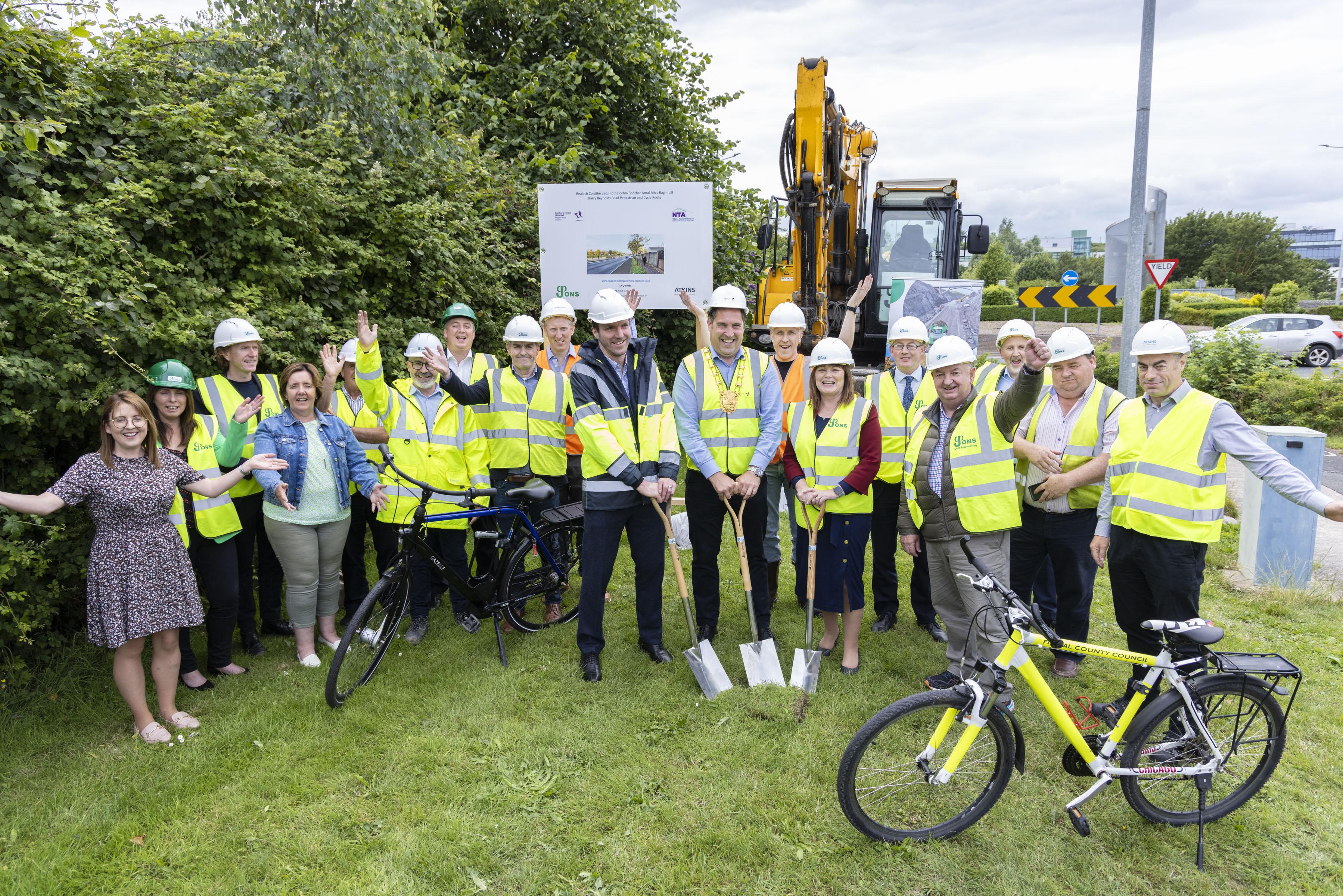 Mayor, CE, Local Cllrs, Contractors and Fingal team at sod turning