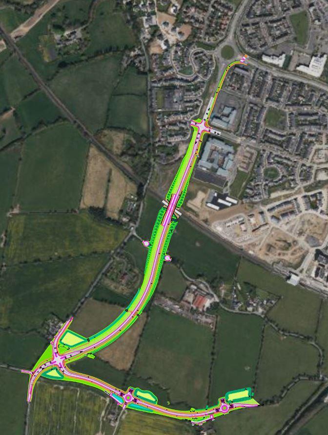 Aerial view of Ongar Barnhill Link Road route