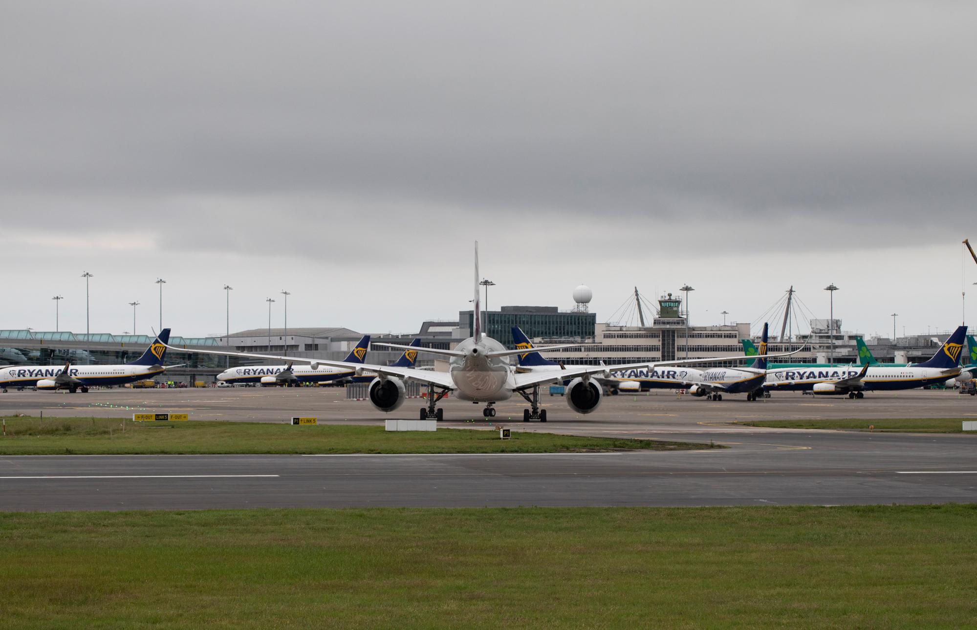 Parked aircraft at Dublin Airport