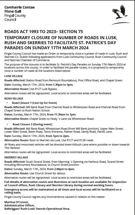 road closures sydney cbd st patricks day desserts