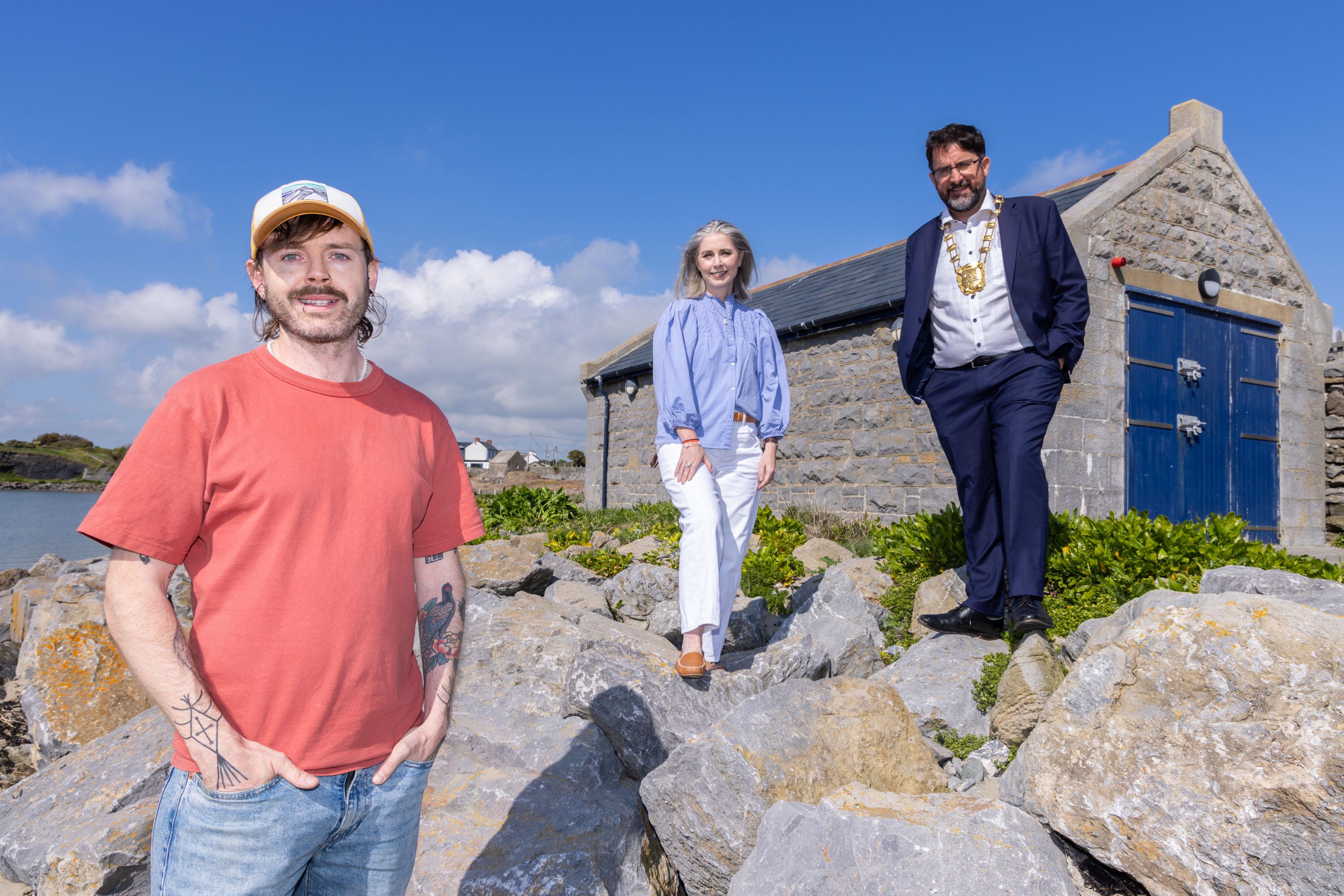Louis Haugh - artist, Sarah O'Neill - County Arts Officer, Brian McDonagh Mayor of Fingal