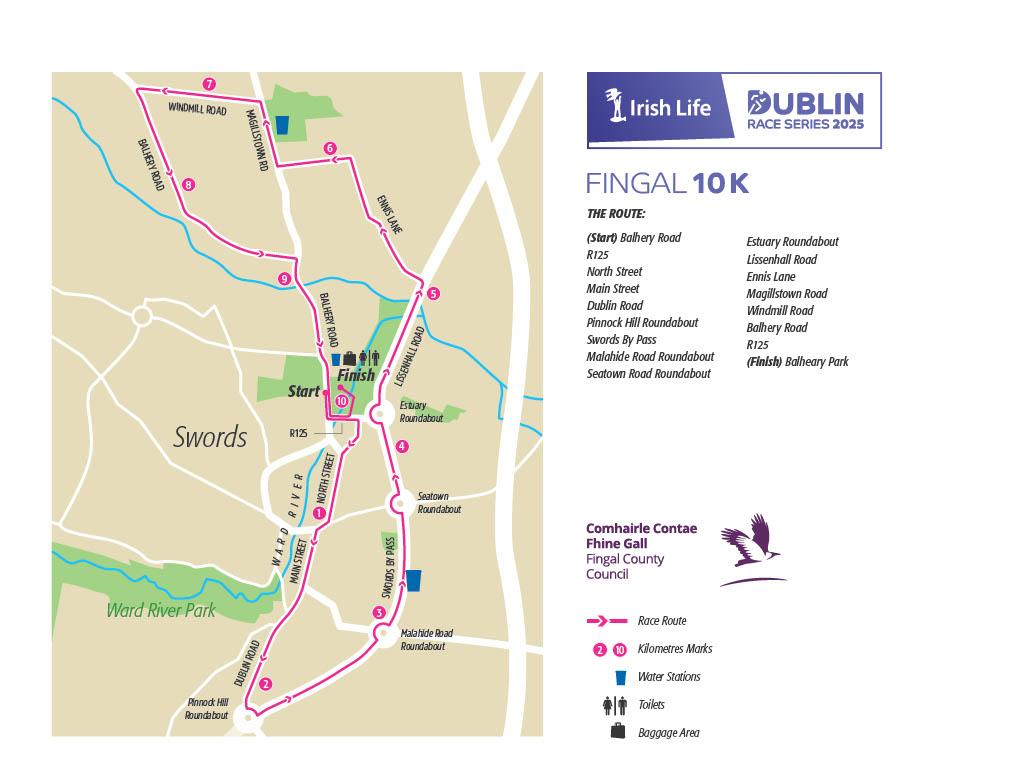 Route Map 10k Fingal 2025
