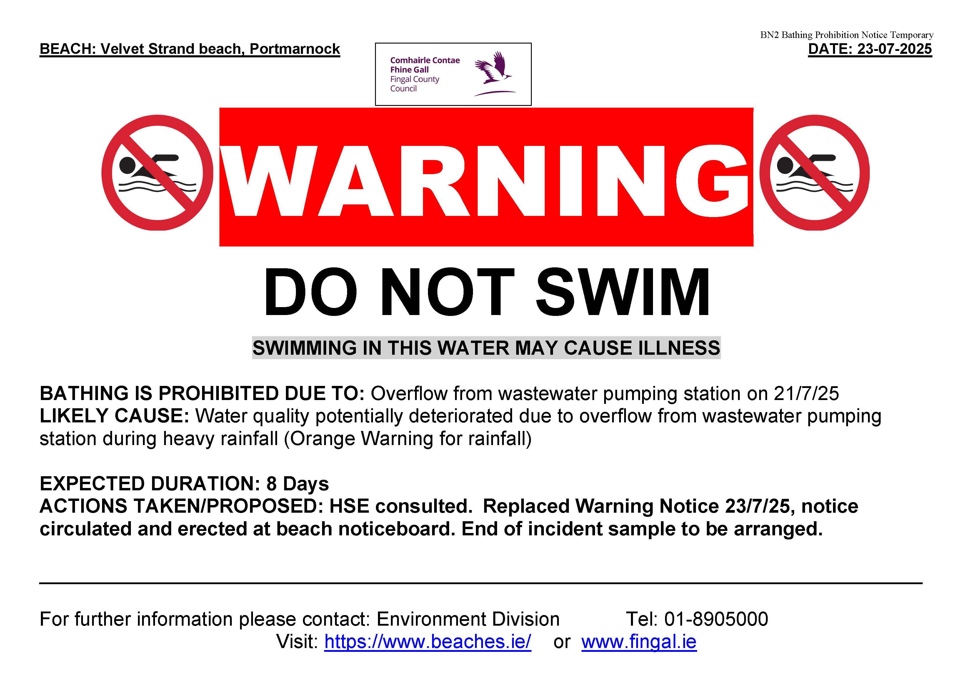 Do not swim Portmarnock
