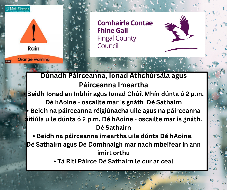Weather warning November 25 Gaeilge
