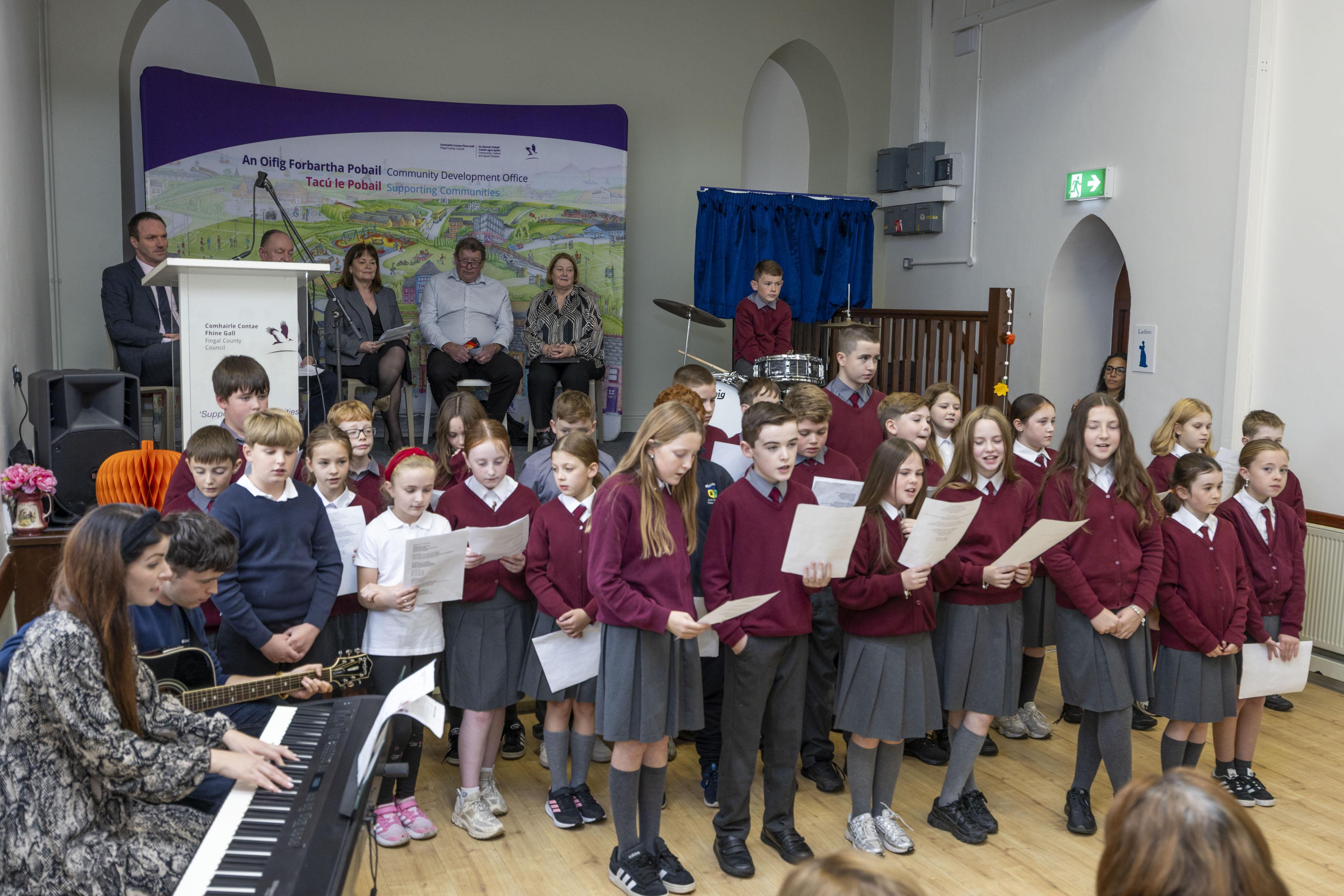 The local St Margaret's school choir opened the new Community Centre with 