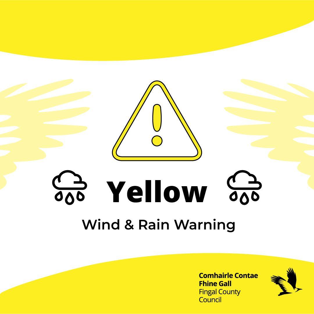 A yellow rain and wind warning is now in place