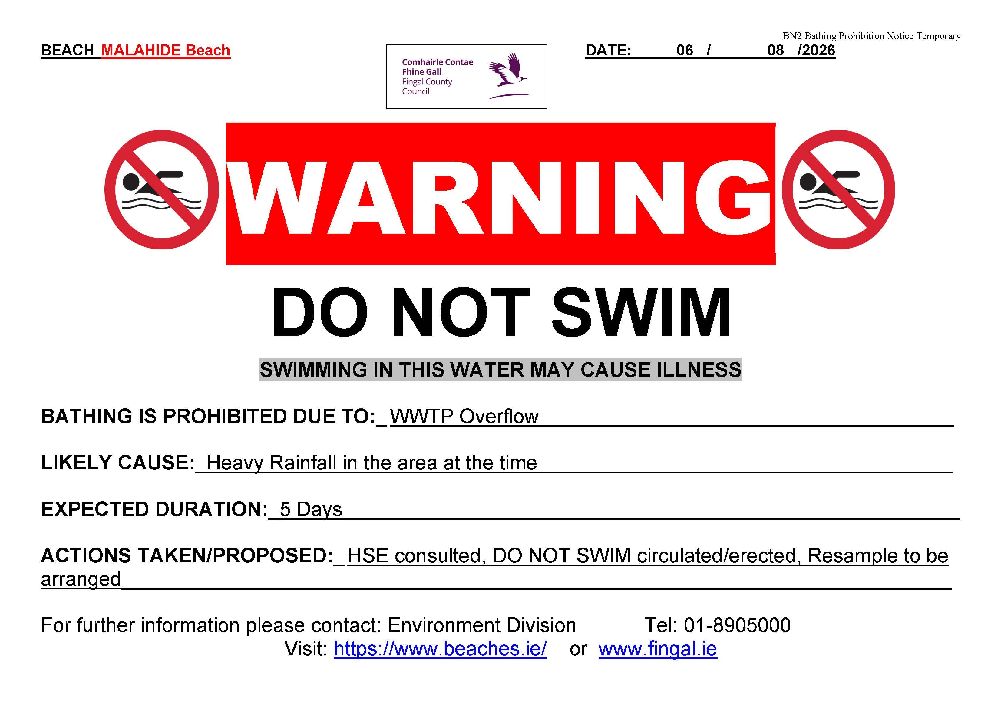 Do Not Swim 08.06.26 Malahide