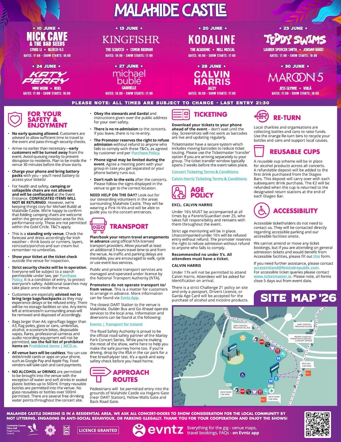 Malahide Castle Concerts 2026 Information 