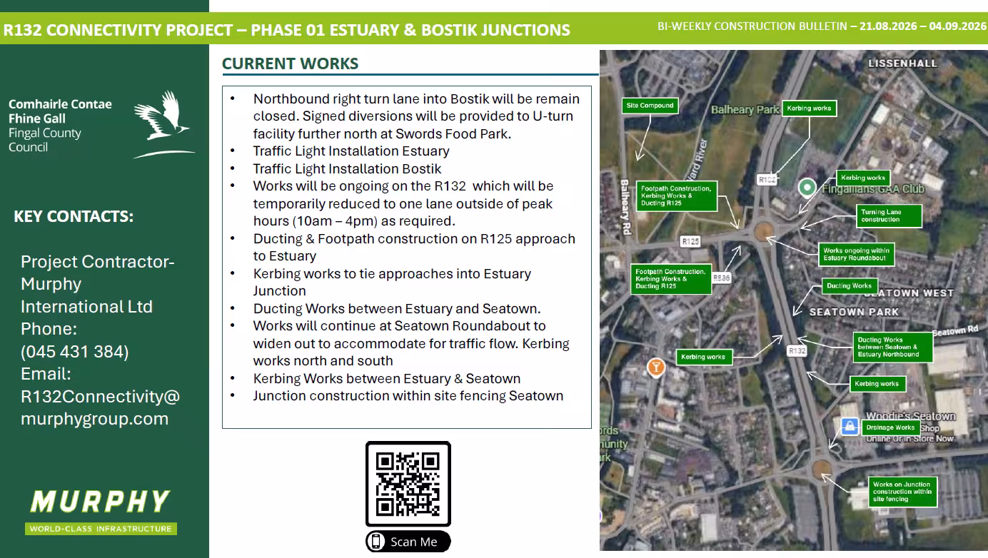 R132 connectivity bulletin 21st August - 4th Sept
