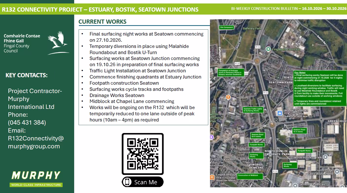 R132 Connectivity Project 16th to 30th oct