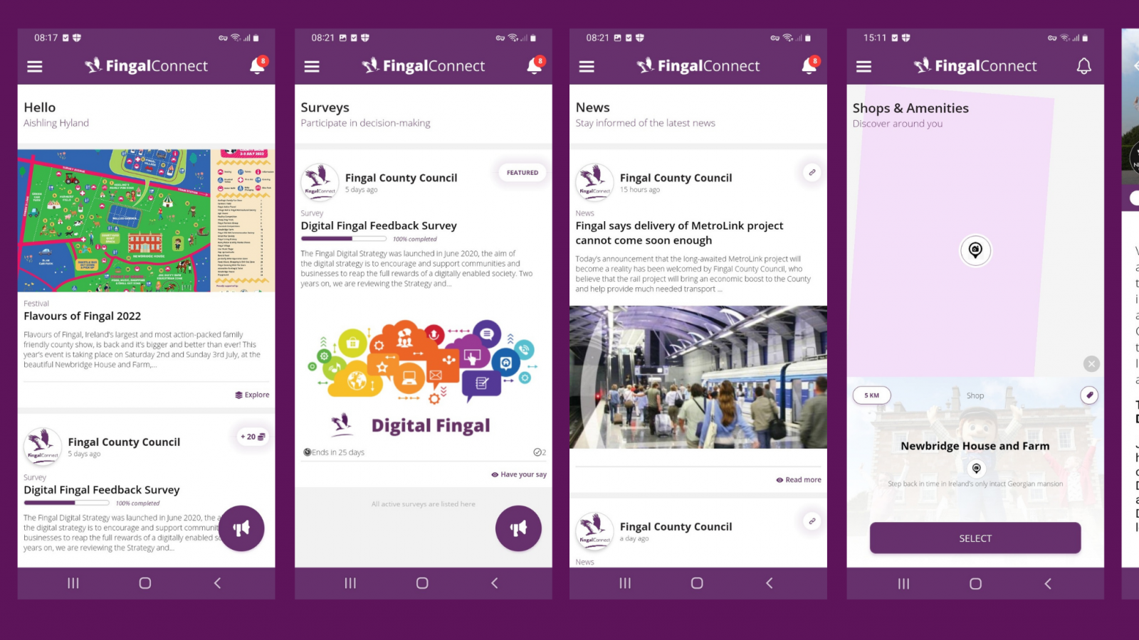Fingal Connect App view